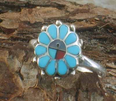 Native American Sunface Ring- sz 6.75